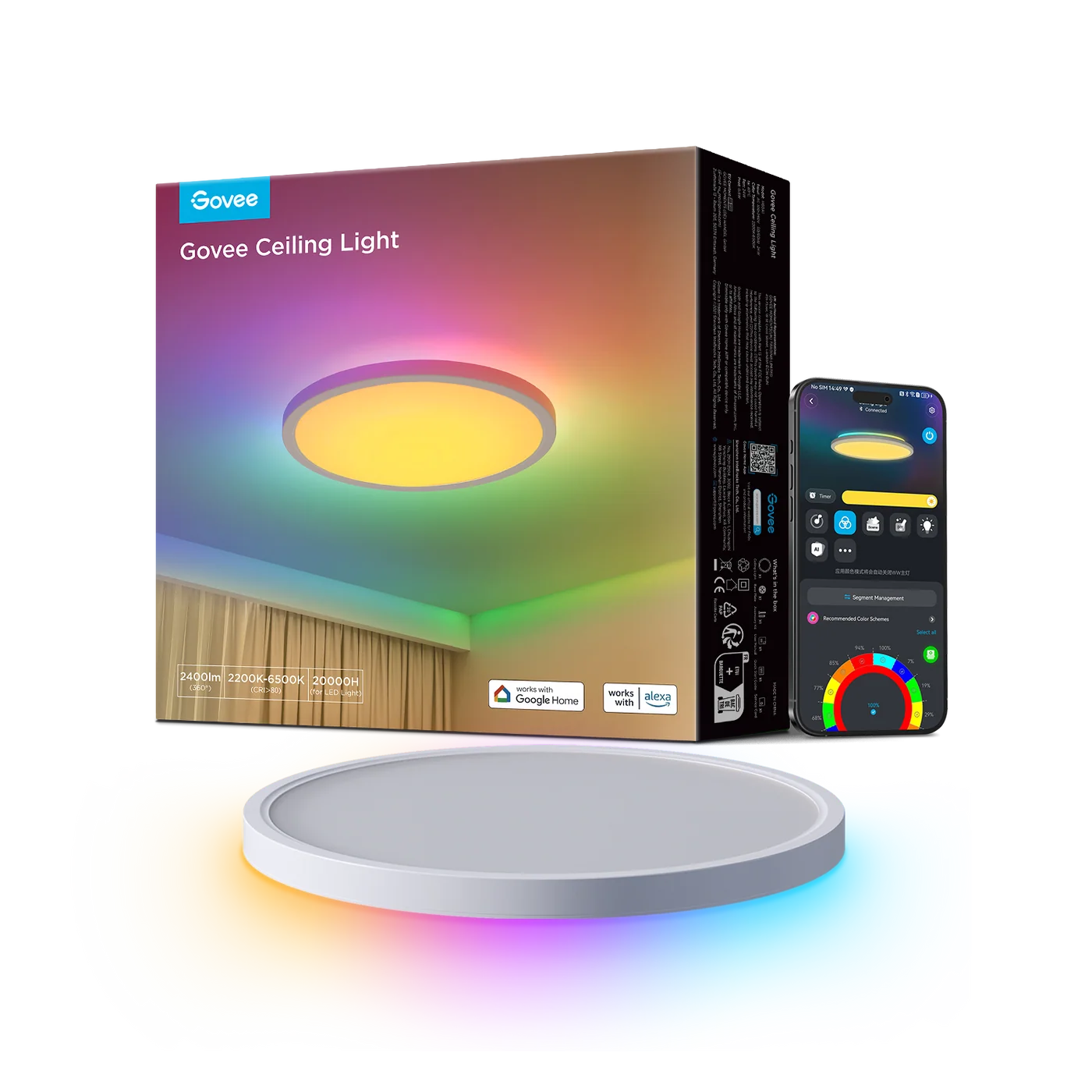 Govee 12-Inch RGBWW + RGBIC Smart Ceiling Light