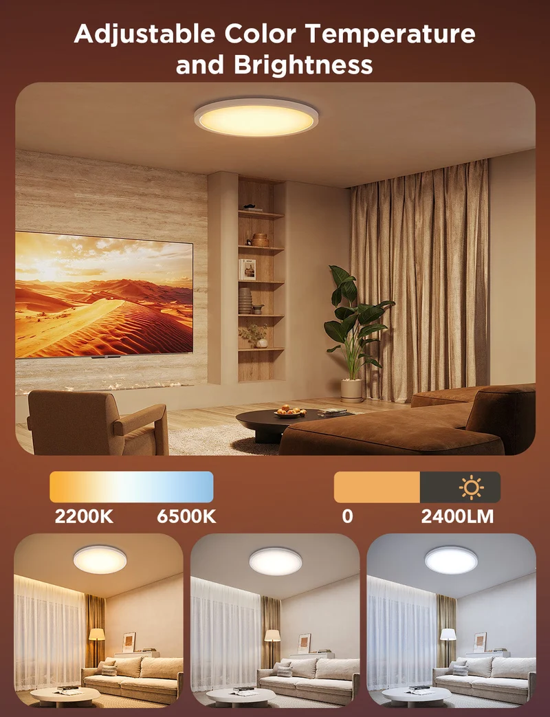 Govee 12-Inch RGBWW + RGBIC Smart Ceiling Light - Image 2
