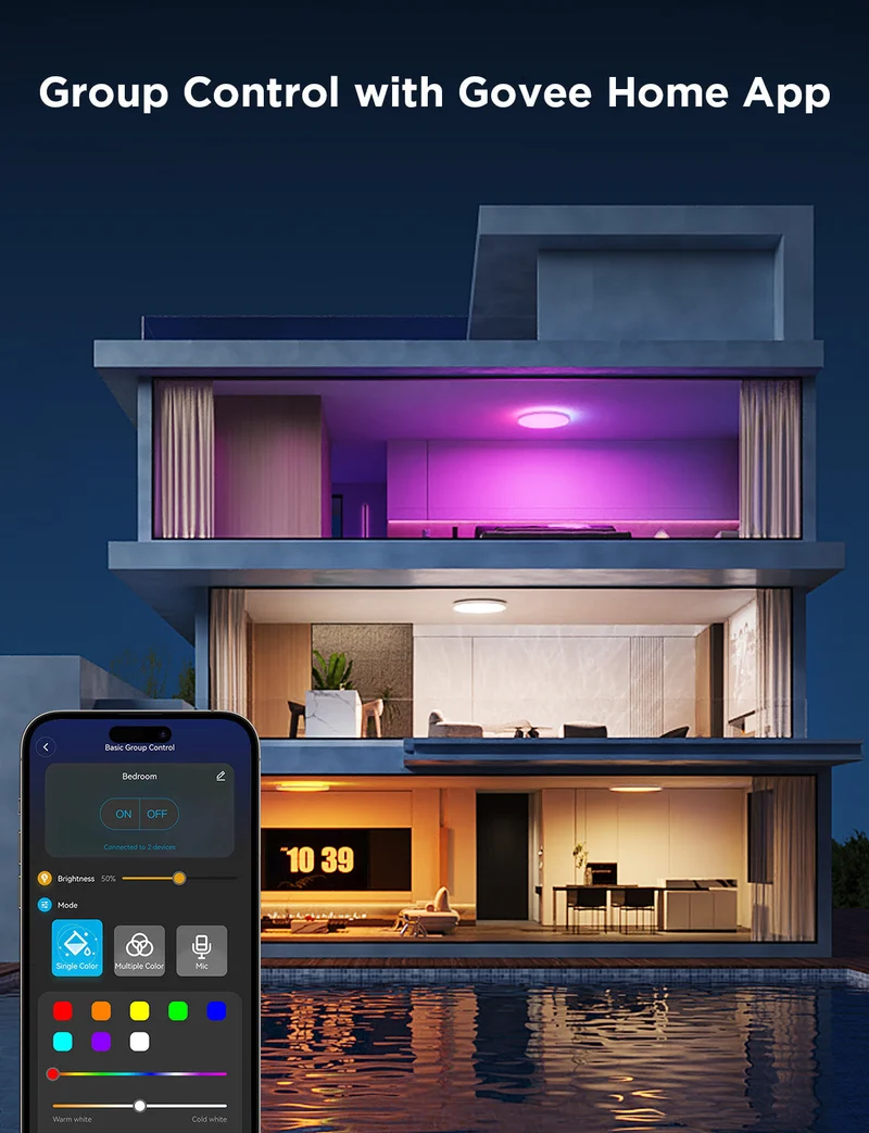 Govee 12-Inch RGBWW + RGBIC Smart Ceiling Light - Image 4